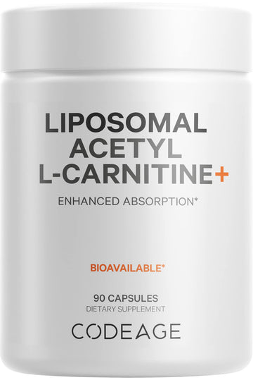 Codeage Liposomal Acetyl-L-Carnitine+ Supplement - 500 mg Acetyl-L-Carnitine per Serving - 3-Month Supply, Liposomal Delivery - Alcar Supplement - L-Carnitine - Non-GMO, Gluten-Free, 90 Capsules CodeageAu supplements