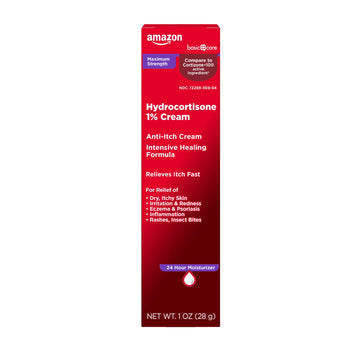 Amazon Basic Care Maximum Strength Anti-Itch Cream, Hydrocortisone 1 Percent Intensive Healing Formula, 1 ounce (Pack of 1) Amazon Basic CareAu supplements