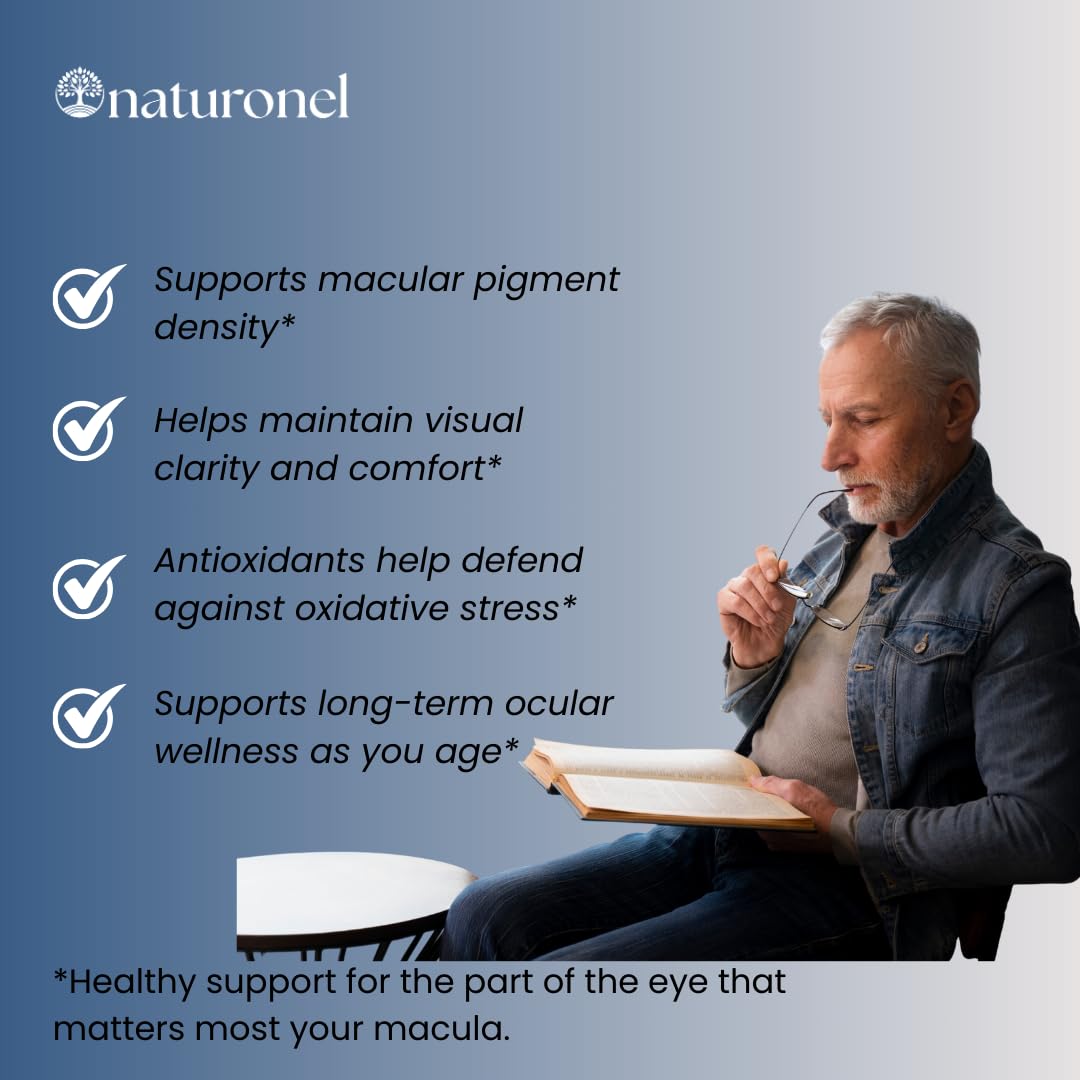 Naturonel Macular Support Formula – Vision & Eye Health with Lutein, Zeaxanthin, Bilberry, Eyebright & Antioxidants | Non-GMO, Made in USA, GMP Certified – 60 Capsules, 30 Day Supply (1) NaturonelAu supplements