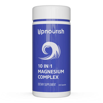 UpNourish Magnesium Supplement - 10 in 1 Magnesium Complex - Full Spectrum Magnesium Mineral Supplements with Glycinate, Citrate, Taurate, Malate, Carbonate, Oxide and More, 240 Vegan Capsules UpNourishAu supplements
