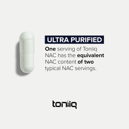 Toniiq 1300mg NAC - 4 Month Supply - Min. 98%+ Tested Purity - Ultra High Strength Bioavailable NAC Cysteine Supplement - 240 Vegetarian N Acetyl Cysteine ToniiqUS supplements