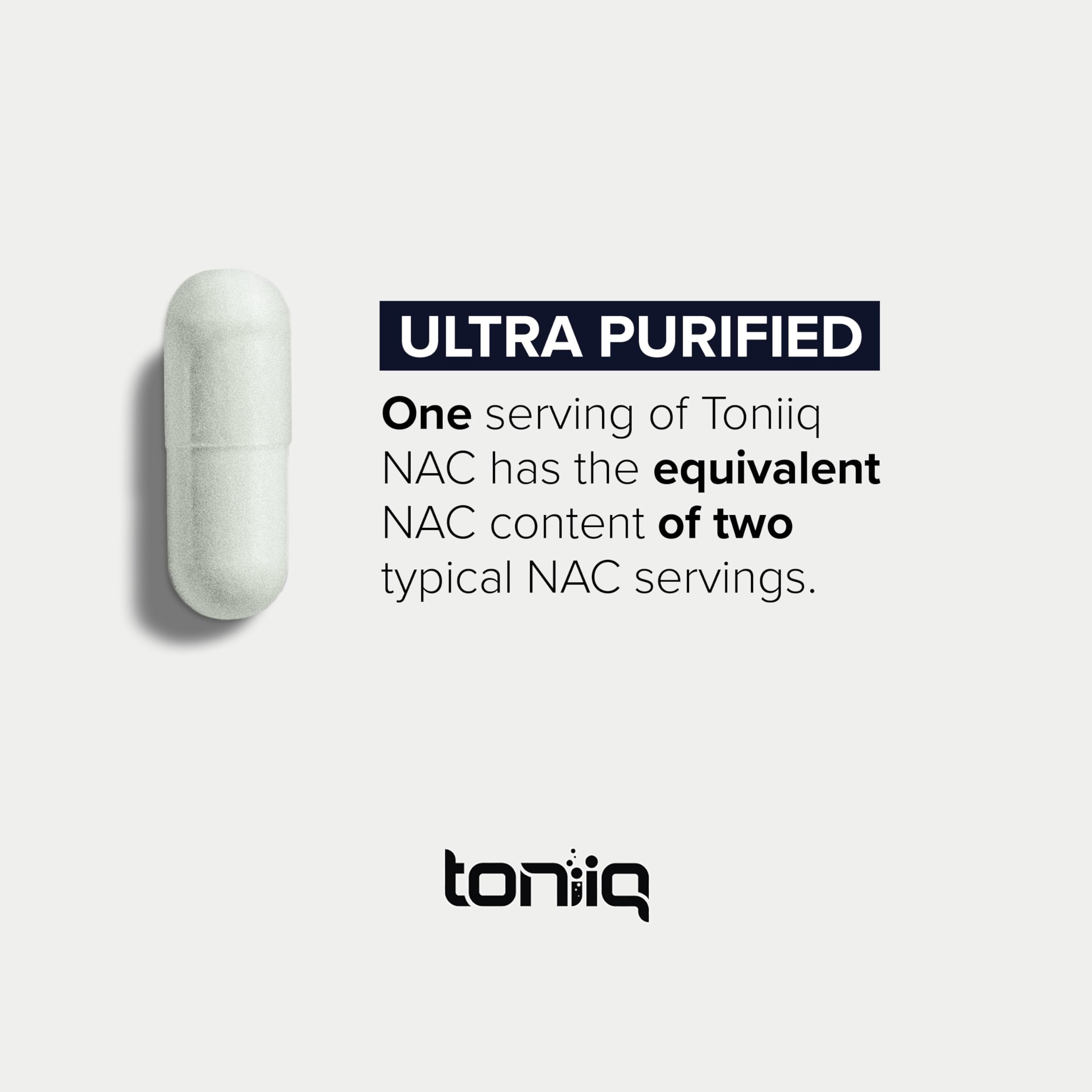 Toniiq 1300mg NAC - 4 Month Supply - Min. 98%+ Tested Purity - Ultra High Strength Bioavailable NAC Cysteine Supplement - 240 Vegetarian N Acetyl Cysteine Capsules -Lab Tested TQ ToniiqAu supplements