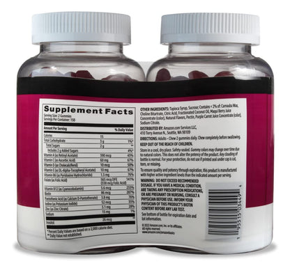 Amazon Basics Adult Multivitamin, 300 Gummies, 150-Day Supply, 150 Ct Amazon BasicsUS supplements