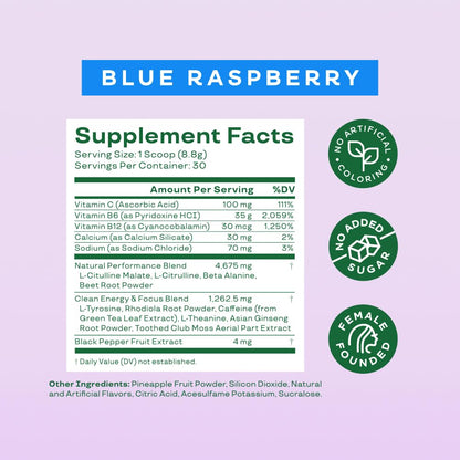 Bloom Nutrition High Energy Pre Workout Powder (Blue Raspberry) - Amino Energy Bloom NutritionUS supplements