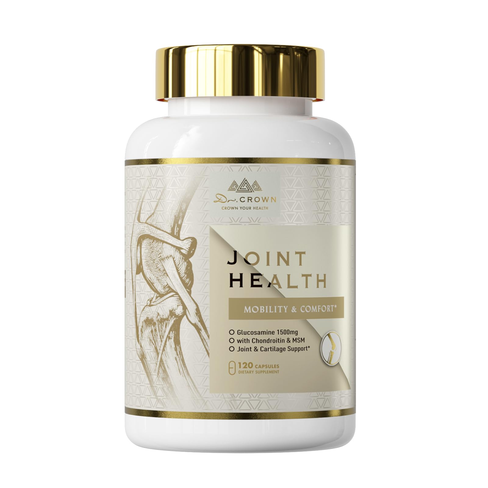 DR. CROWN Joints Health Suppplement, Glucosamine Chondroitin MSM - Joint Support Supplement for Women and Men with Turmeric, MSM &Boswellia, for Cartilage, Joint Health and Flexibility - 120 Capsules DR. CROWNAu supplements
