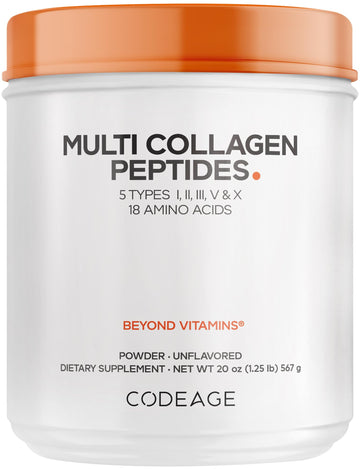 Codeage Multi Collagen Protein Powder Peptides, Hydrolyzed Collagen for Women & Men, Collagen Supplements, Grass Fed Bone Broth, 2-Month Supply, Unflavored, Type 1, 2, 3, 5 & 10, Non-GMO - 20 OZ CodeageAu supplements