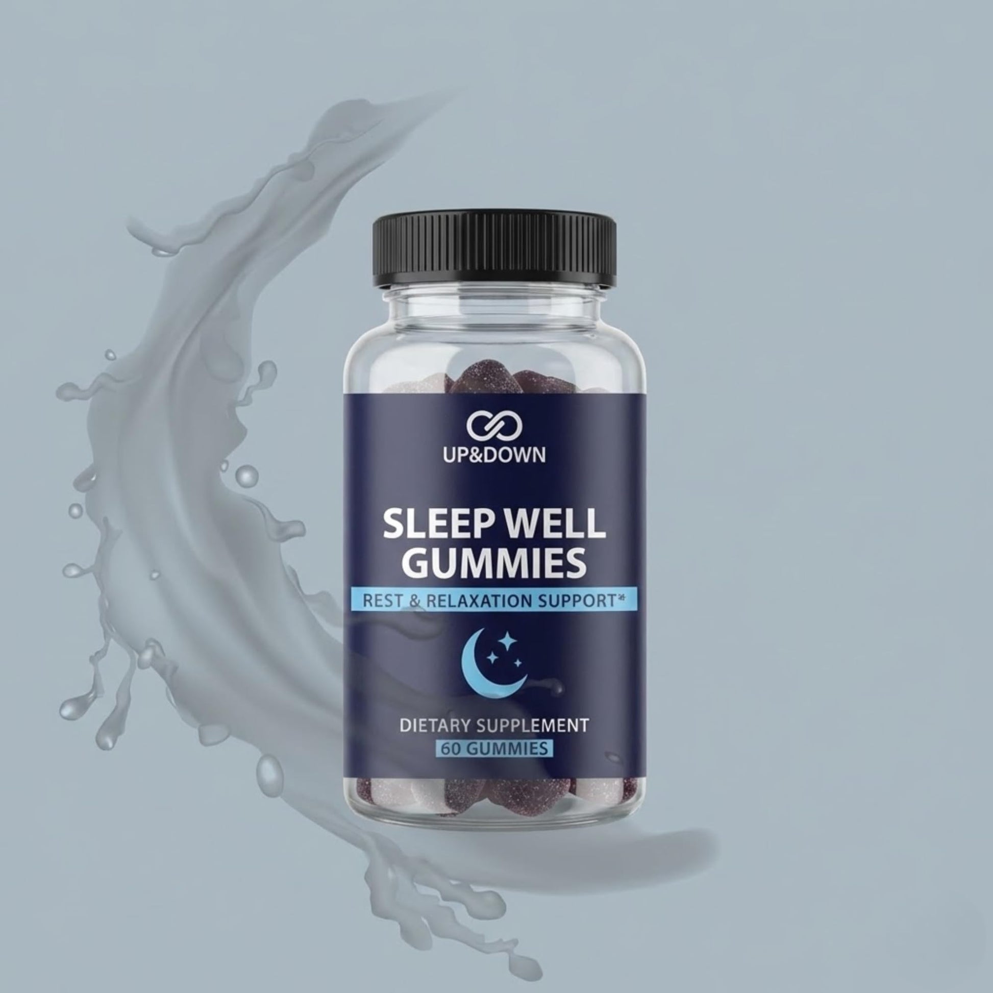 Up&Down Supplements Sleep Well Gummies | Deeper Sleep, Relaxation, Rest & Recovery Support | Melatonin, Vitamin B6 & Passionflower | Made in USA | Vegan, Non-GMO, Gluten Free | 60 Sleep Gummies Up&Down SupplementsAu supplements