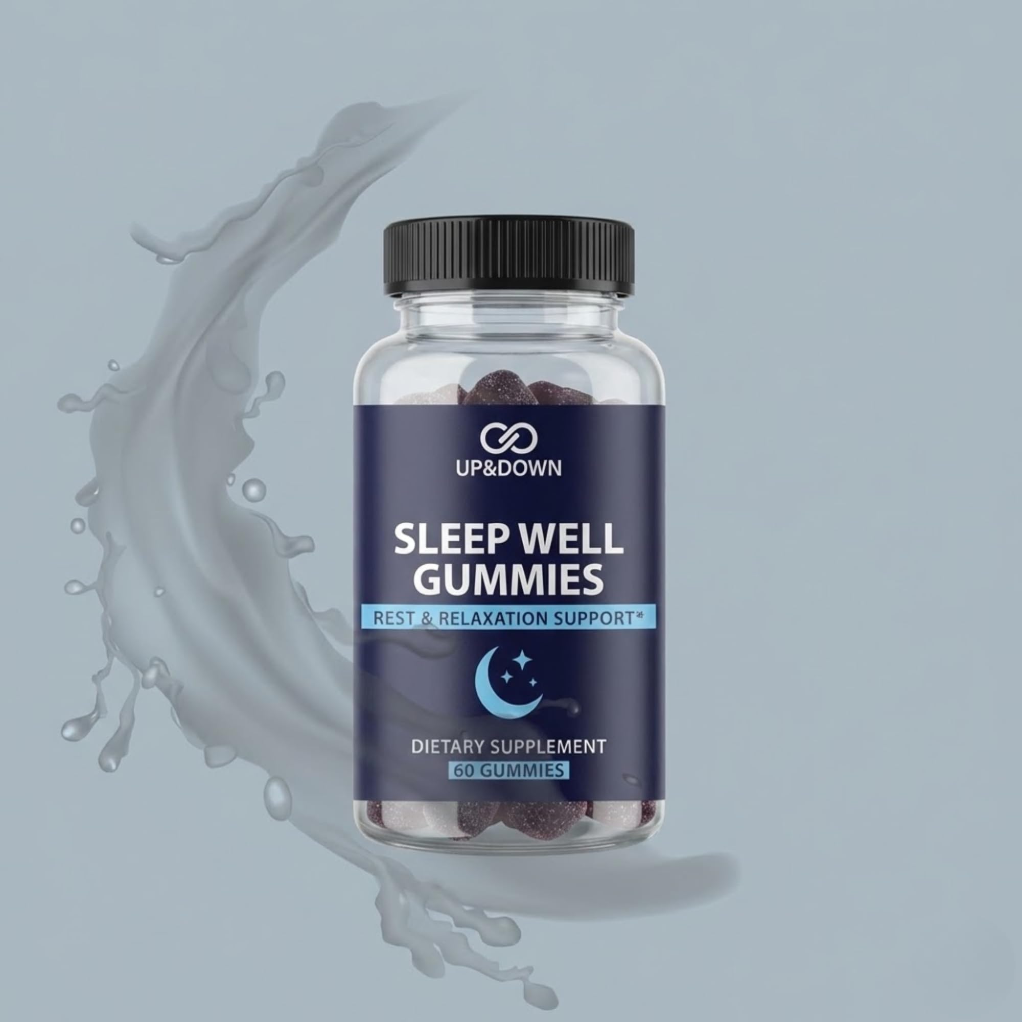 Up&Down Supplements Sleep Well Gummies | Deeper Sleep, Relaxation, Rest & Recovery Support | Melatonin, Vitamin B6 & Passionflower | Made in USA | Vegan, Non-GMO, Gluten Free | 60 Sleep Gummies Up&Down SupplementsAu supplements