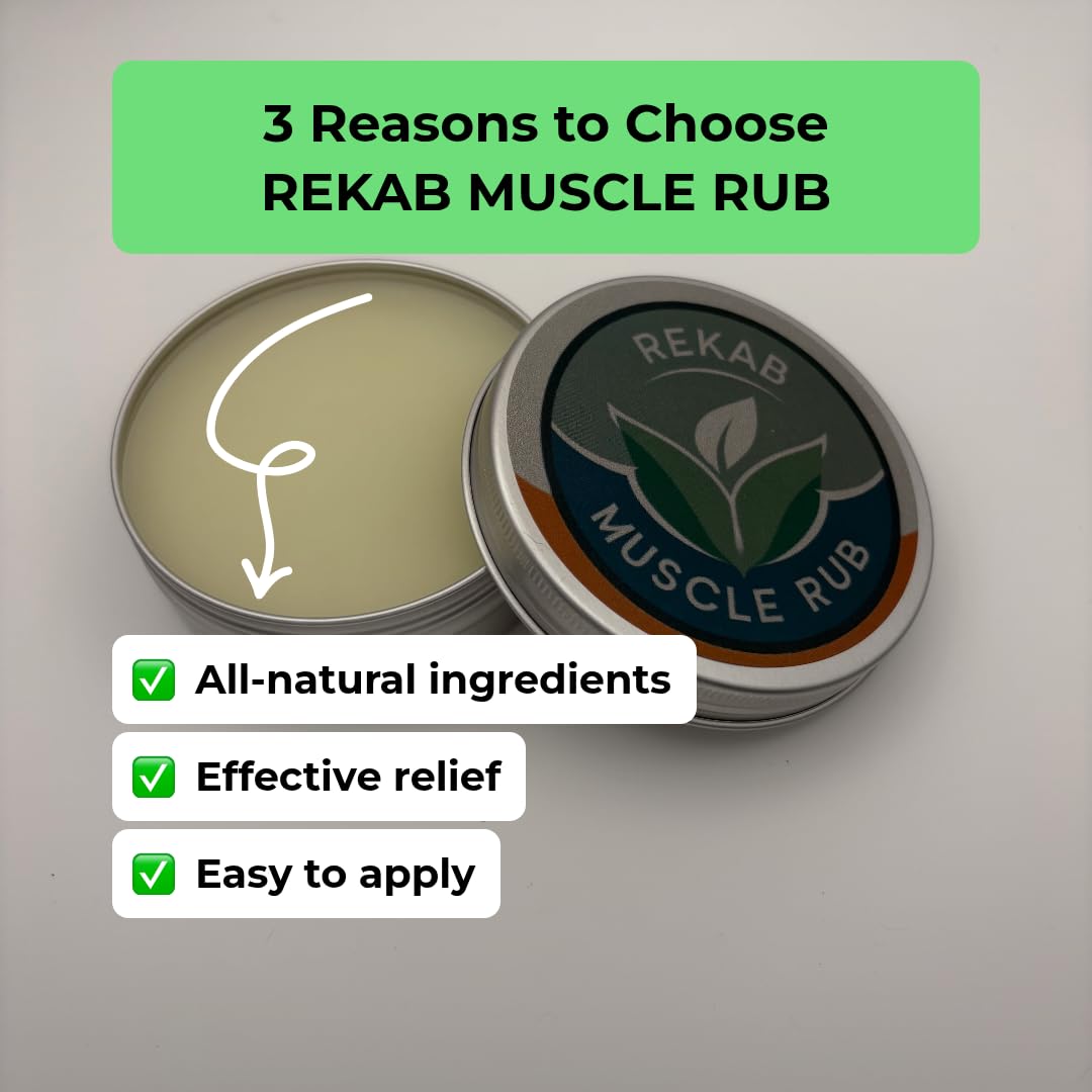 REKAB MUSCLE RUB, Neuropathy Cream, Arthritis Reliever, Knee Relief Balm for Adults, Natural Soothing Formula for Arthritis Sufferers, Joint Relief Cream, Total Relief, Joint & Muscle Therapy REKAB MUSCLE RUBAu supplements