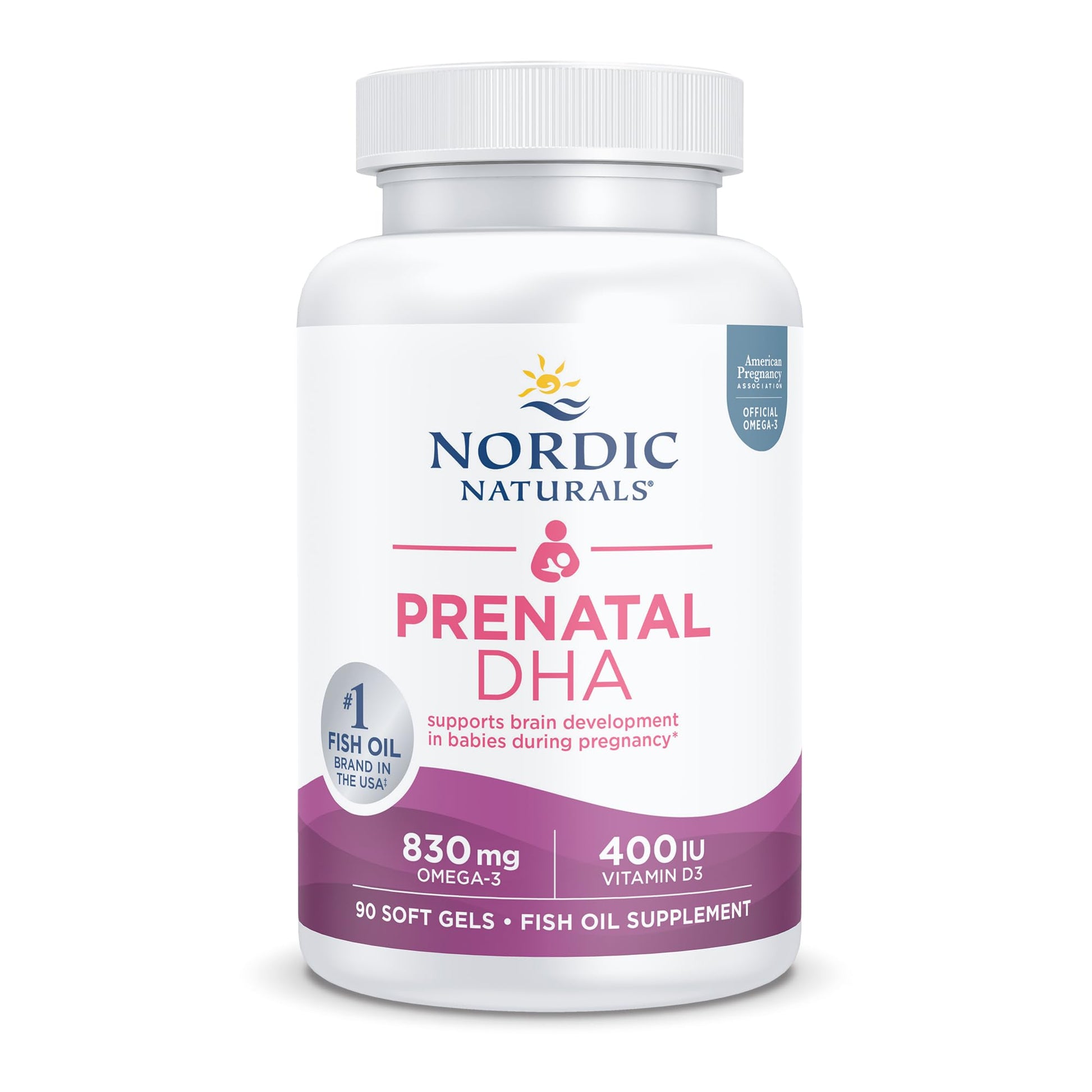 Nordic Naturals Prenatal DHA, Unflavored - 830 mg Omega-3 + 400 IU Vitamin D3 - 90 Soft Gels - Supports Brain Development in Babies During Pregnancy & Lactation - Non-GMO - 45 Servings Nordic NaturalsAu supplements