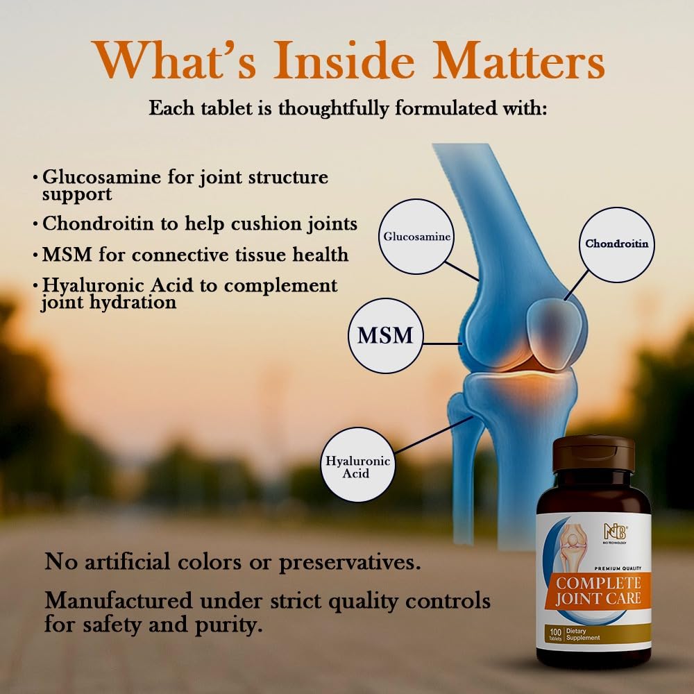 Glucosamine Chondroitin MSM Complete Joint Care Supplement | Glucosamine HCl, Chondroitin, MSM, Boswellia & Ginger | Supports Joint Mobility & Flexibility | 100 Tablets NCB NCB TECHNOLOGYAu supplements