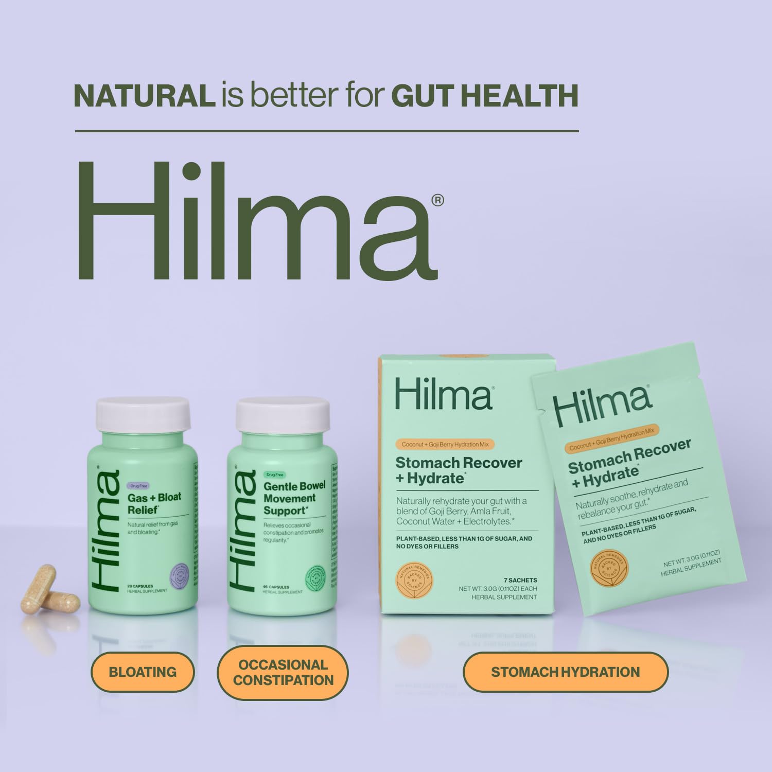 Hilma Natural Gas & Bloating Relief - with Lemon Balm, Fennel & Peppermint Leaf - Doctor HilmaAu supplements