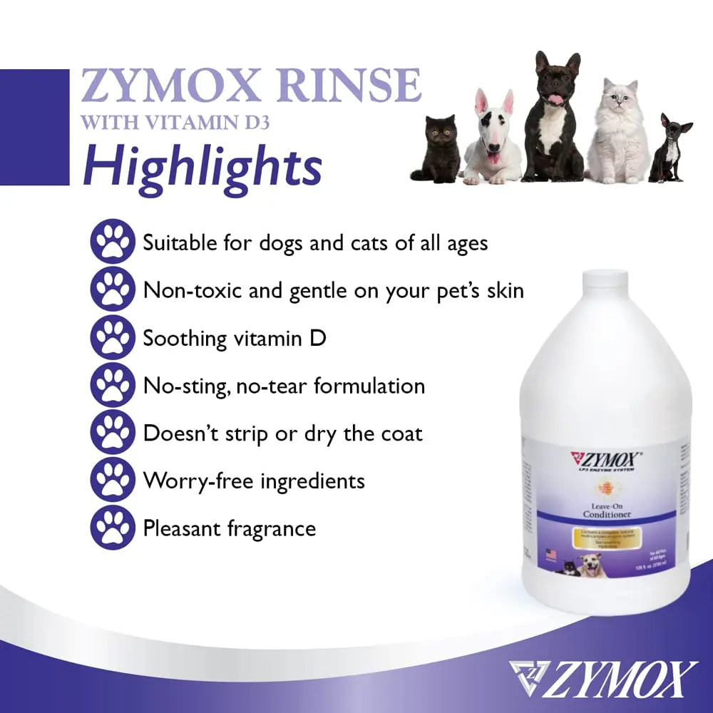ZYMOX Leave-in Conditioner with Vitamin D3 for Cats & Dogs, 1gal Zymoxnz supplements