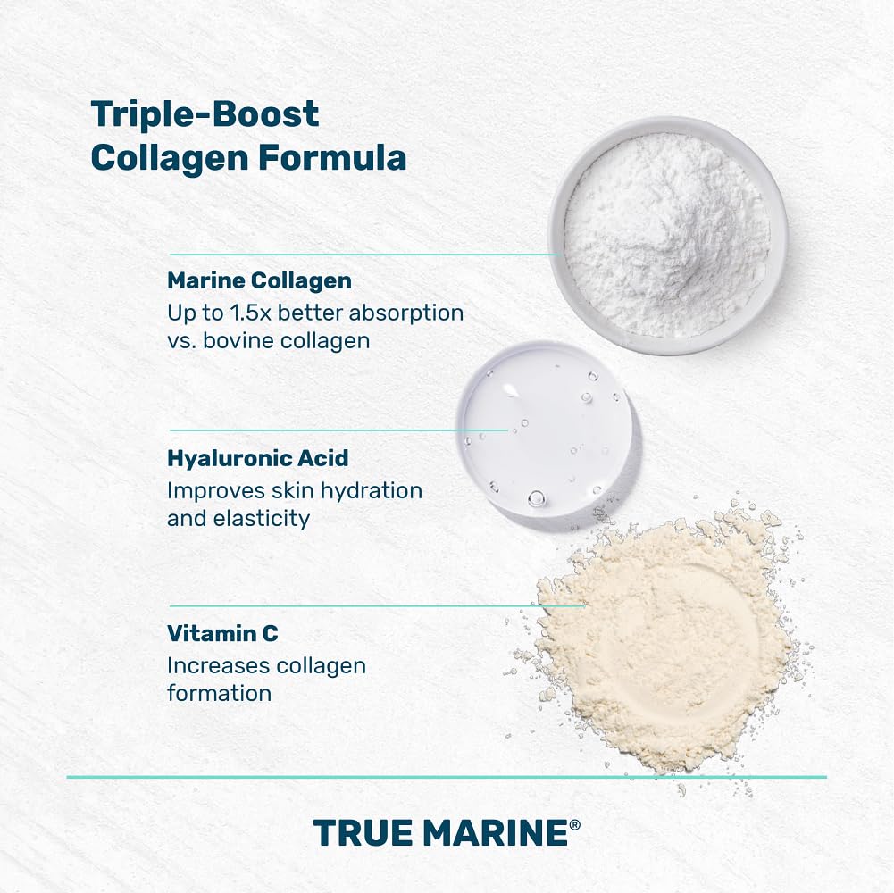 TRUE MARINE Collagen Capsules - 2,400mg of Marine Collagen with Hyaluronic Acid & Vitamin C - Skin, Hair, Nails & Joint Support TRUE MARINEAu supplements