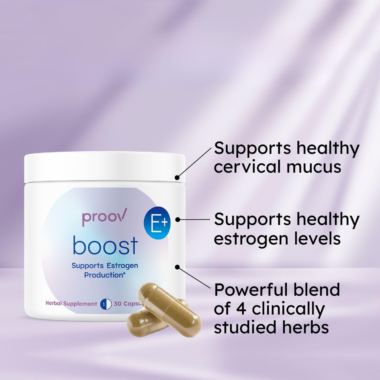 Proov - Boost Supplement for Women - Promotes Estrogen Production - Fertility & Menopausal Support for Women - Hormonal Balance - Evening Primrose Oil Red Clover, Dong Quai, Black Cohosh - 30 Capsules ProovAu supplements