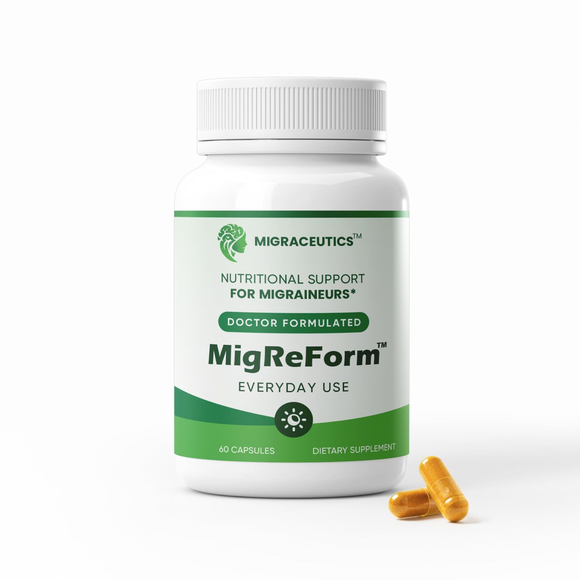 MigReForm – Doctor Formulated Nutritional Supplement and Migraine Wellness Support - Natural Migraine Health Formula with Magnesium, Vitamin B2 & CoQ10-60 Capsules for Women & Men MigraceuticsAu supplements