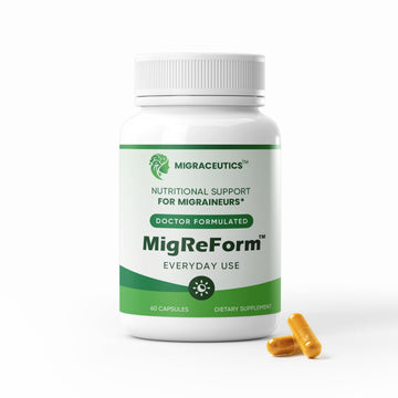 MigReForm – Doctor Formulated Nutritional Supplement and Migraine Wellness Support - Natural Migraine Health Formula with Magnesium, Vitamin B2 & CoQ10-60 Capsules for Women & Men MigraceuticsAu supplements