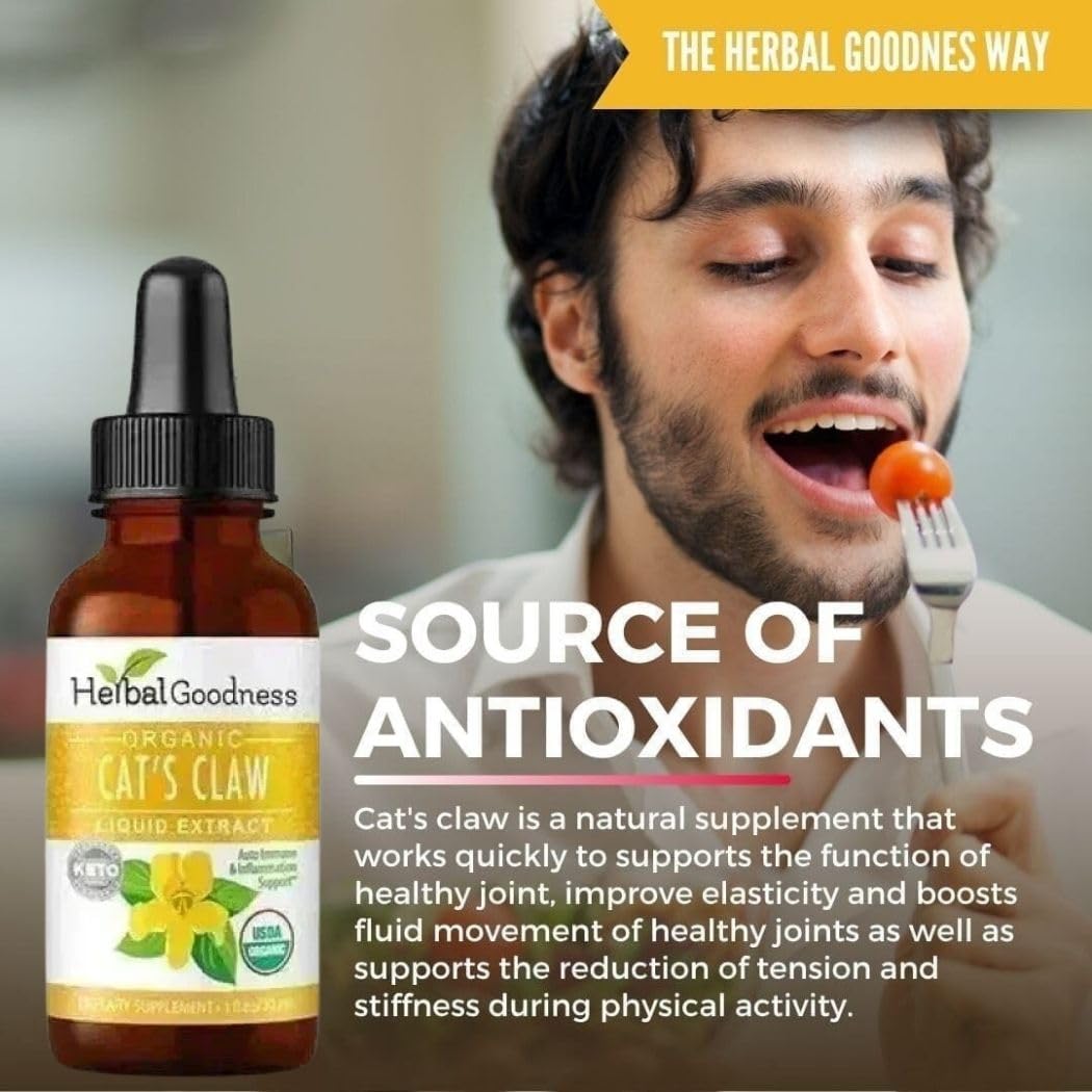 Cat's Claw Extract Joint Support - Herbal Supplement for Joint and Muscle Function, Immunity, Heart Support - Gluten Free - Superior Absorption - Organic Liquid 1oz - Herbal Goodness (1 bttl) Herbal GoodnessAu supplements