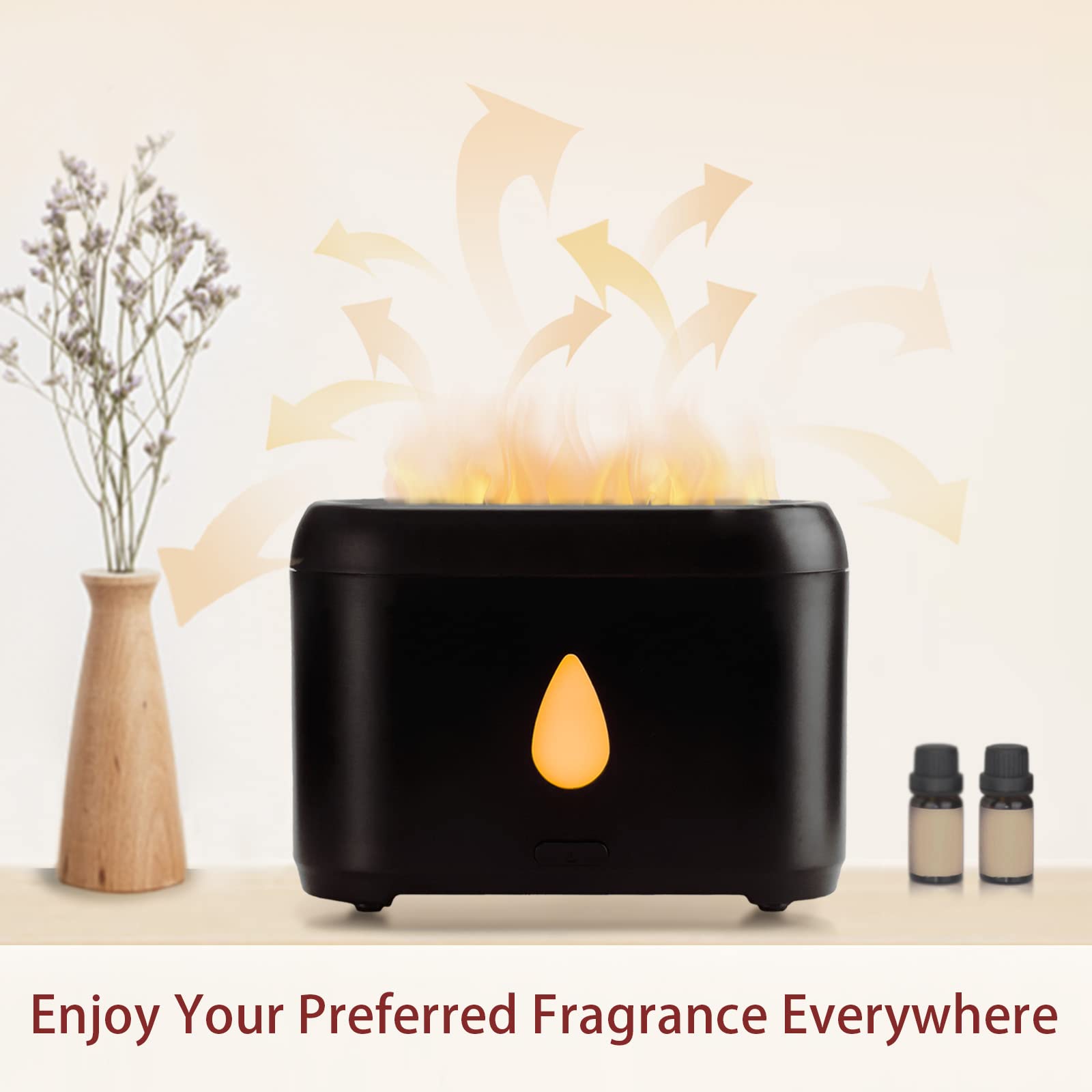 200ml Compact Small Flame Diffuser for Essential Oil (Black) PhimuezlAu supplements