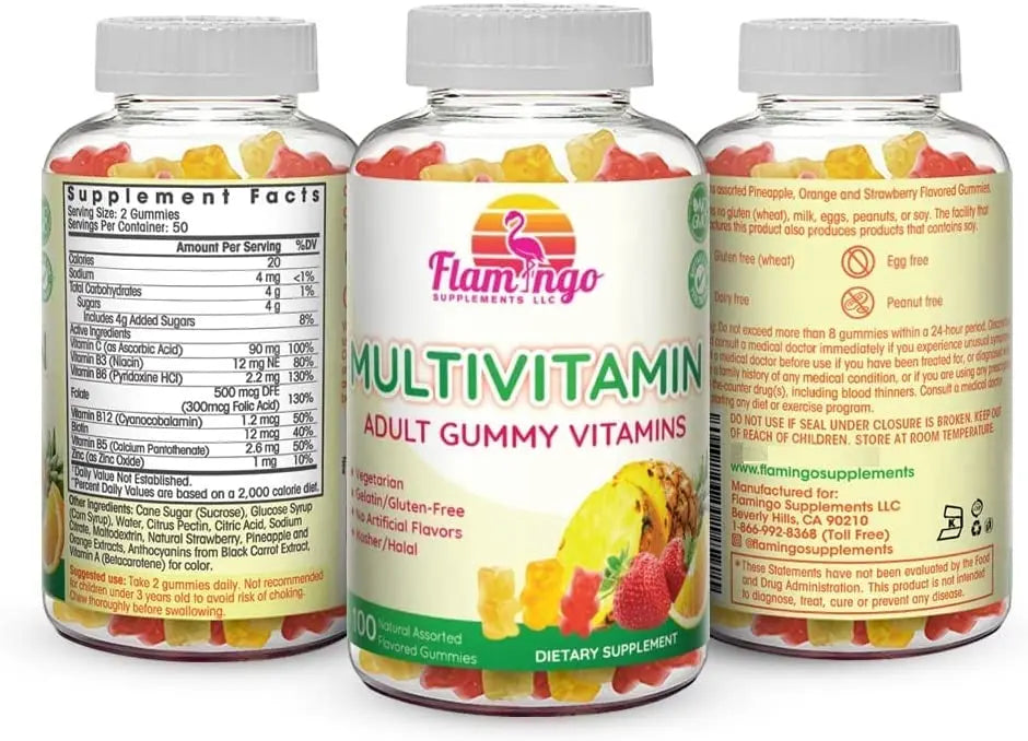 Flamingo Supplements Multivitamin Gummies | Vegan Friendly, Kosher Halal NO Gluten or Gelatin, no GMO| for Men, Women & Kids| Flamingo SupplementsAu supplements