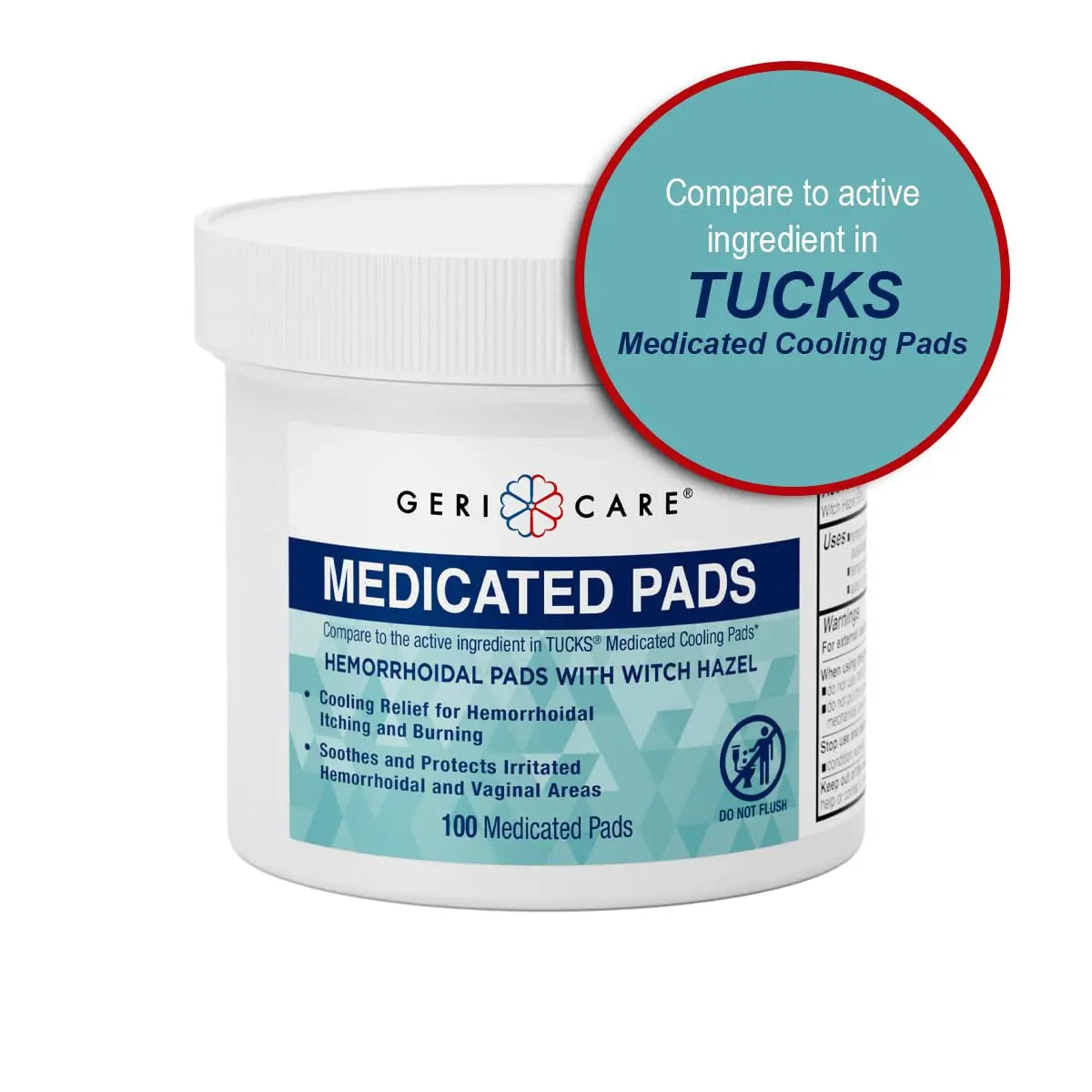 GeriCare Medicated Cooling Pads with Witch Hazel. for Soothing Itch, Discomfort, and Burning, Pre-Moistened Pads Ideal for Sensitive Areas, 100 Count (Pack of 1) GeriCareAu supplements