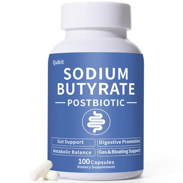 Sodium Butyrate Supplement – Postbiotic for Gut Health, Supports Digestion, IBS, Leaky Gut & Stomach Comfort – Low Odor, Easy to Swallow, No Side Effects – 100 Vegan Capsules QUBITAu supplements