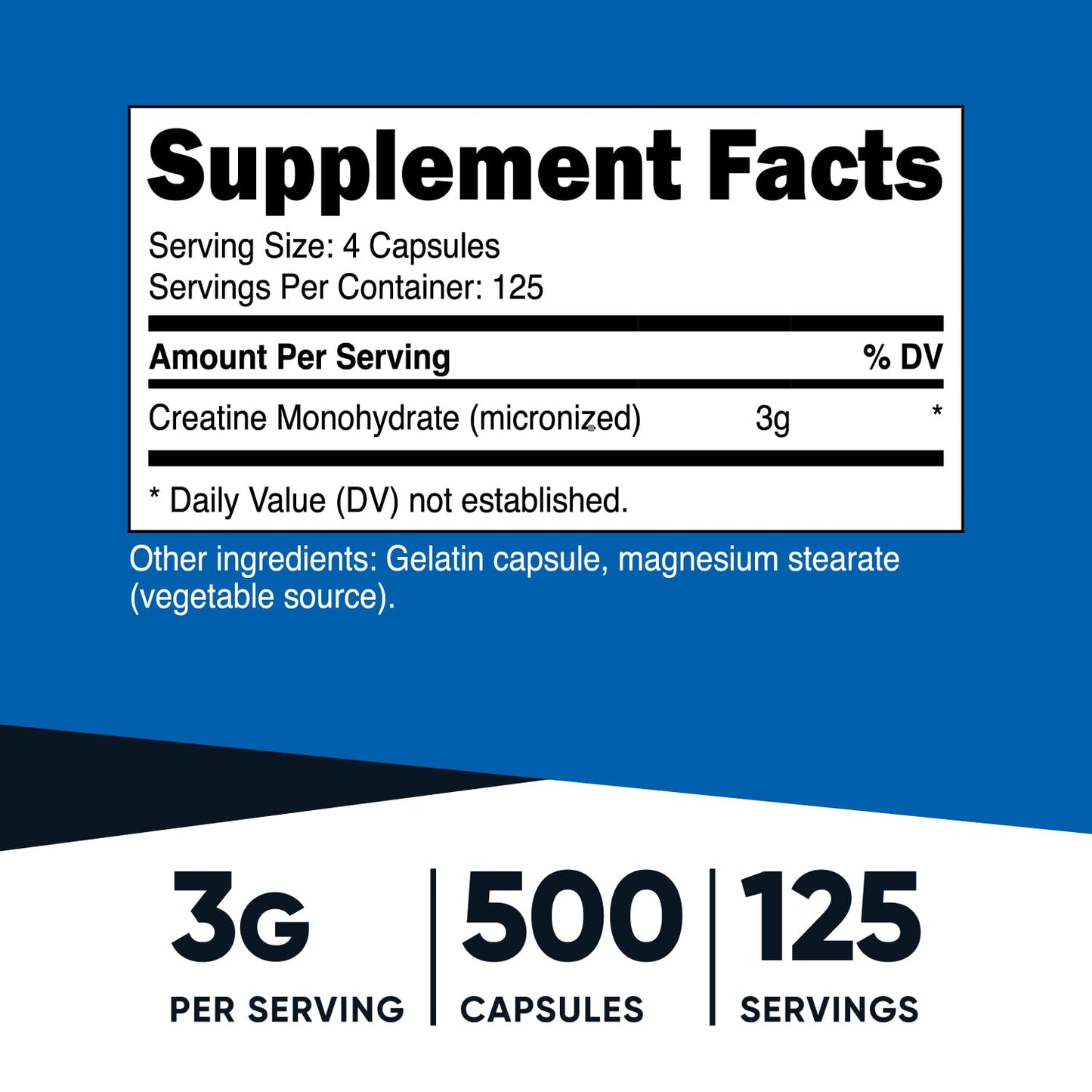 Nutricost Micronized Creatine Monohydrate 3,000mg 500 Capsules, 125 Servings NutricostUS supplements