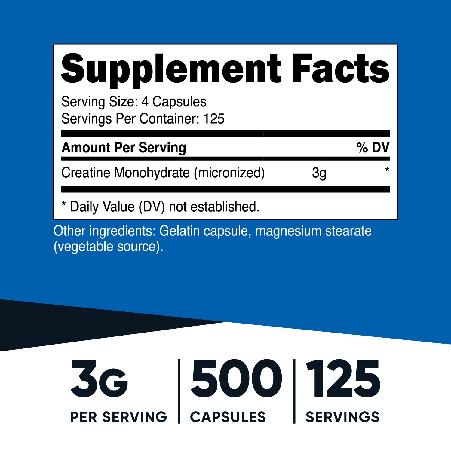 Nutricost Micronized Creatine Monohydrate 3,000mg 500 Capsules, 125 Servings NutricostAu supplements