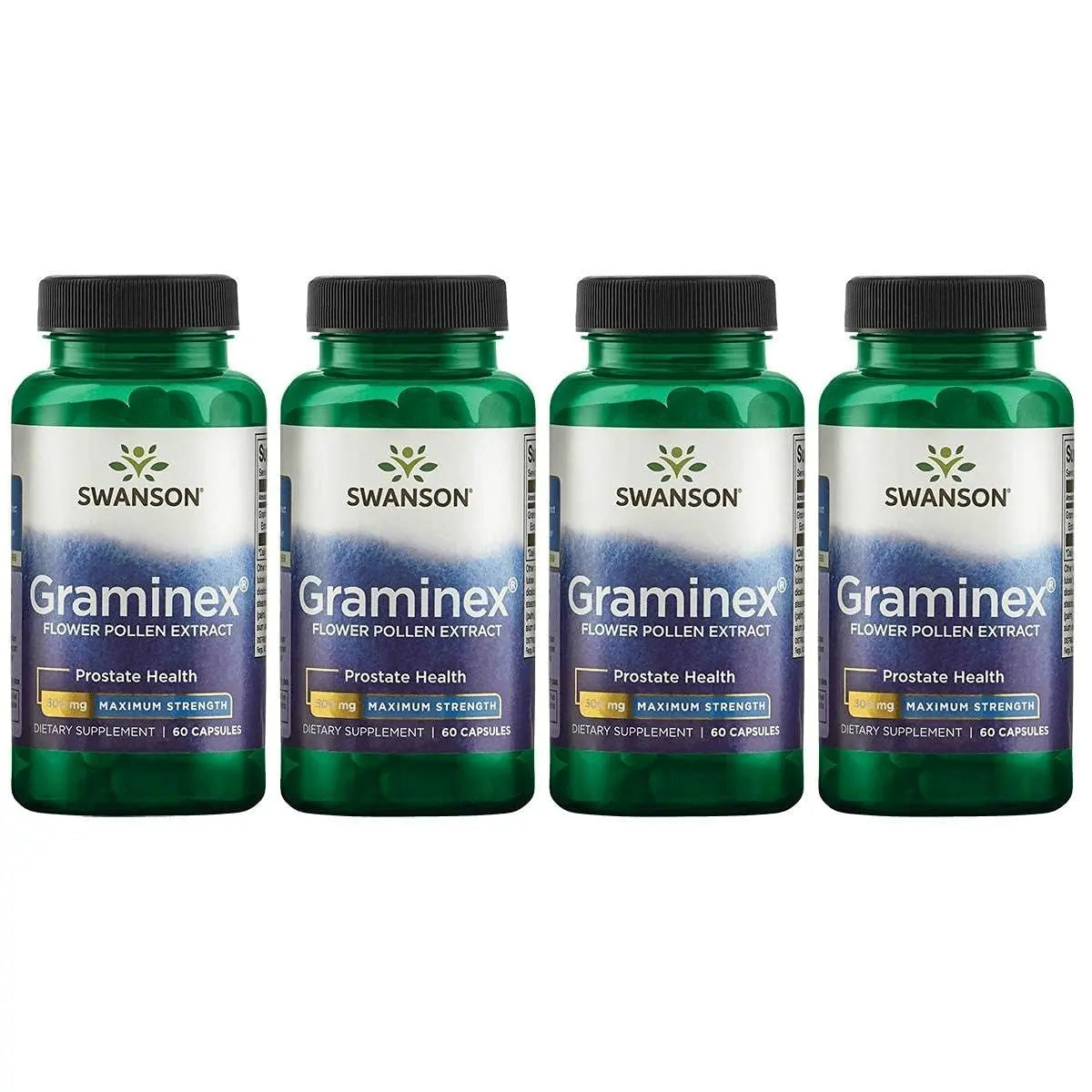 Swanson Maximum Strength Graminex Flower Pollen Extract - Supports Prostate Health, Urinary Tract Function, and Kidney Health - Mens Health Supplement - (60 Capsules, 500mg Each) (4 Pack) SwansonAu supplements