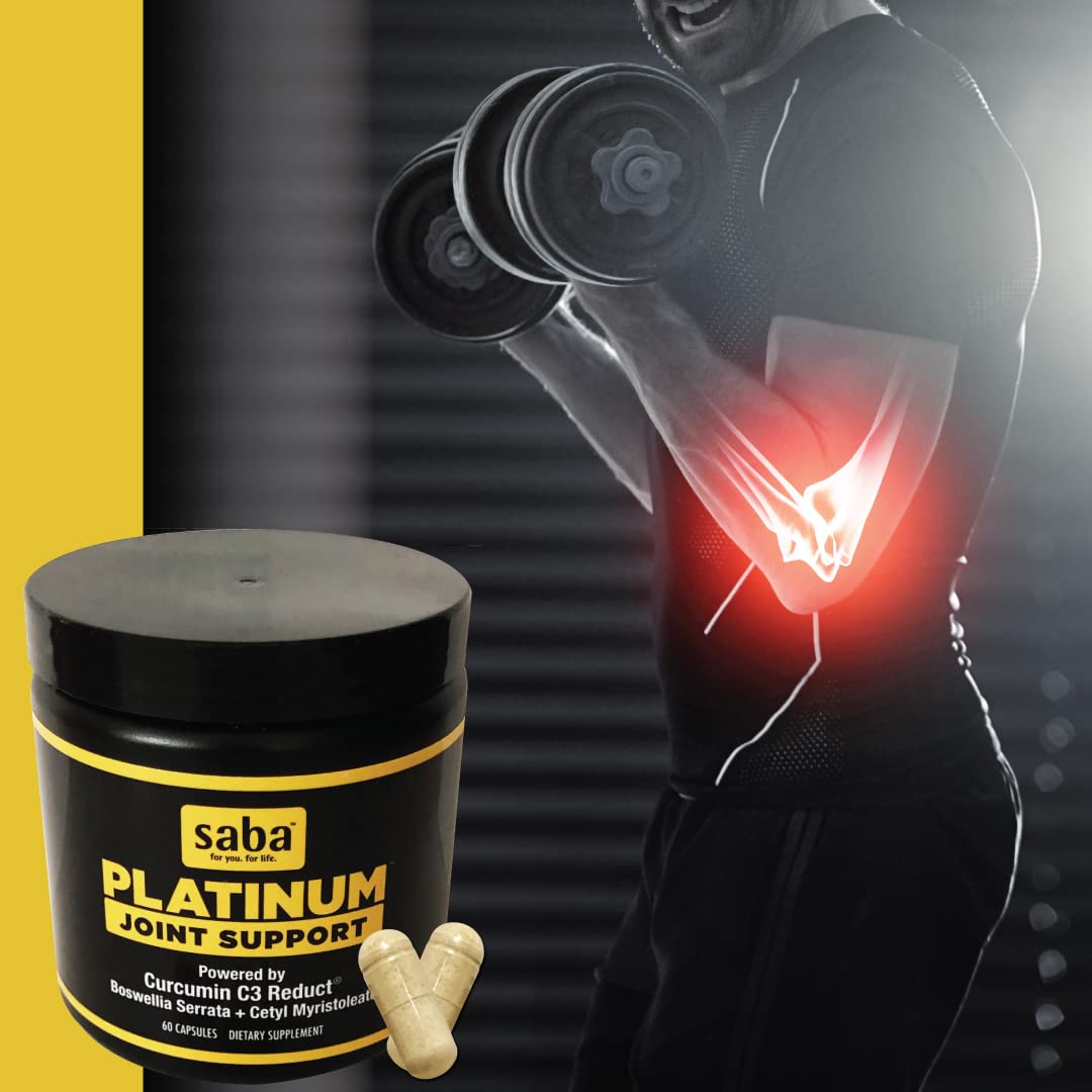Saba Platinum Joint Support – High Absorption Curcumin C3 Reduct & Boswellia – Fast Acting Turmeric Supplement for Joint Pain Relief, Mobility & Healthy Inflammation Response – 60 Vegan Capsules SabaAu supplements