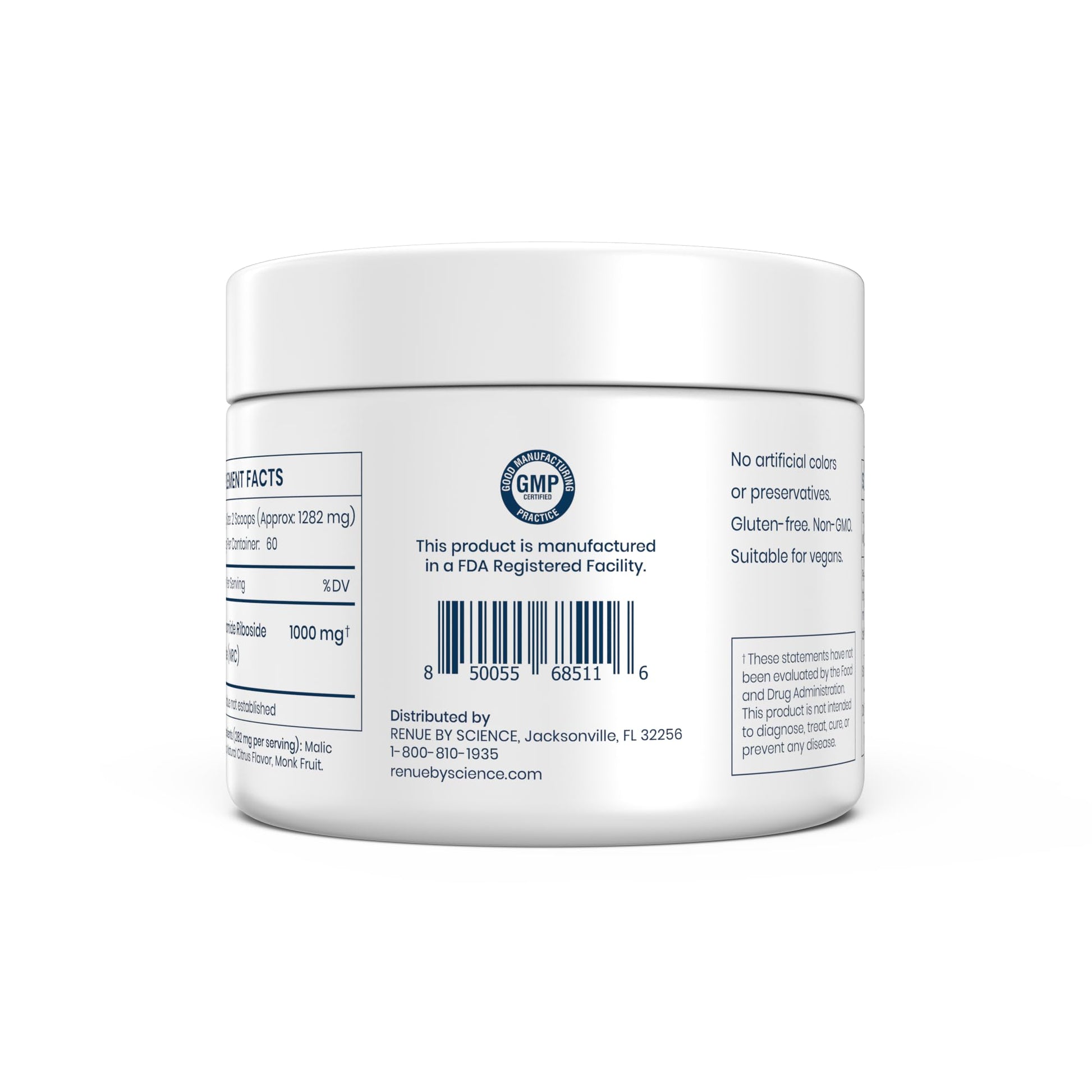 Renue By Science Nicotinamide Riboside | 1000mg Nicotinamide Powder - High Strength NR NAD Powder Sublingual Citrus Burst Flavor | Manufactured in The USA & Third-Party Tested | 60 Servings Renue By ScienceUS supplements