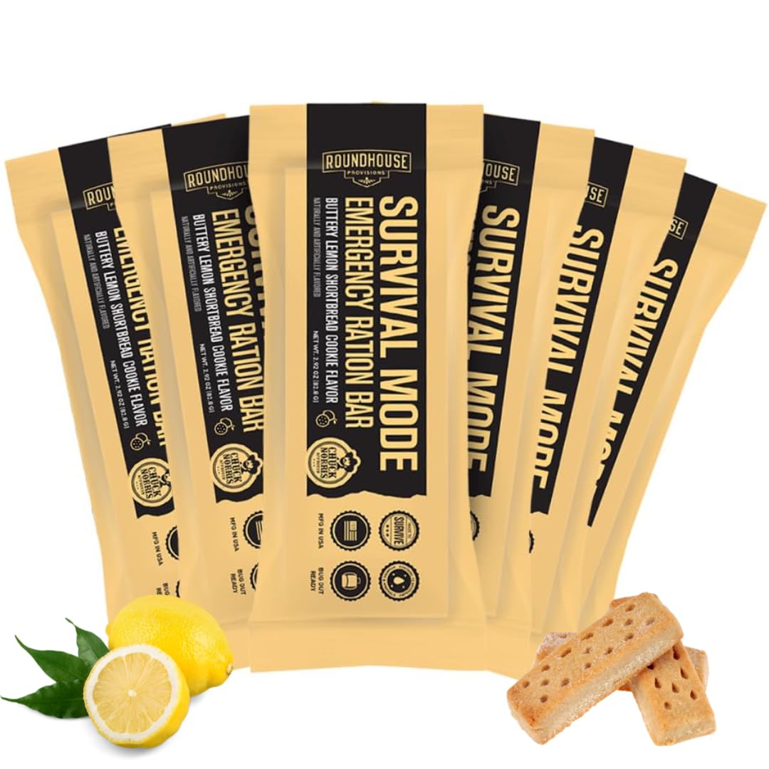 Roundhouse Provisions by Chuck Norris Emergency Food Bars - High Calorie Lemon Shortbread, 14 Vitamins & Minerals - Whole Grain Sorghum, 5-Year Shelf Life - Survival Rations for Crisis & Adventure ROUNDHOUSE PROVISIONAu supplements