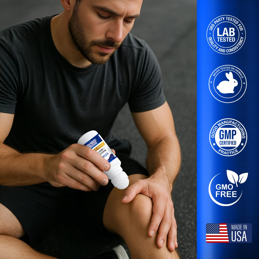 Stirling Menthol Roll On Lotion with Magnesium and 1500mg Pure Hemp - Non-GMO, THC-Free - Fast-Acting Relief for Sore Muscles and Joints, Reduces Swelling and Redness, Promotes Post-Workout Recovery STIRLINGAu supplements