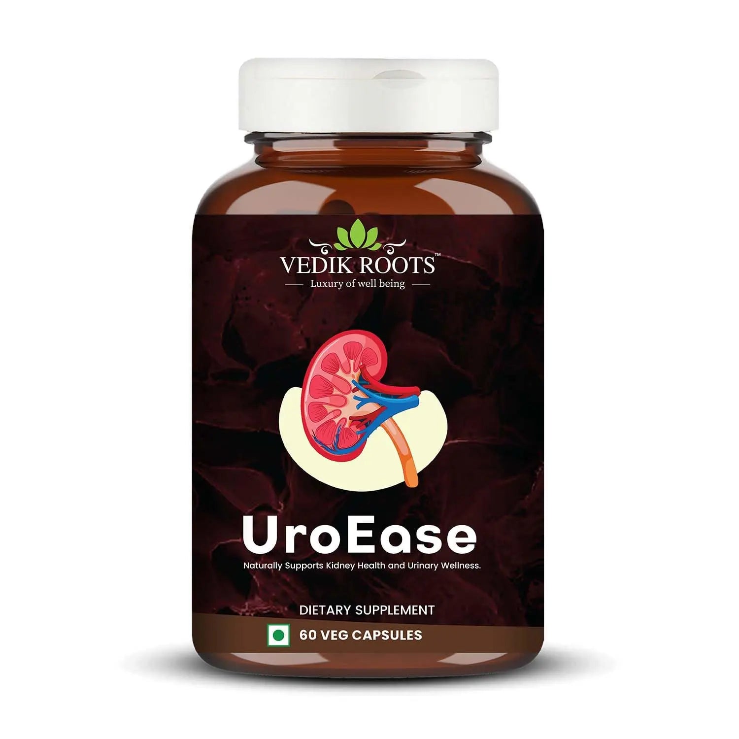 VEDIKROOTS UroEase | Ayurvedic Herbal Supplement for Kidney Health & Uric Acid Levels | Supports Urinary Tract Health | 60 Veg Capsules VEDIKROOTSAu supplements