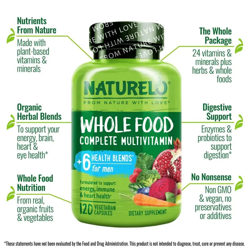 NATURELO Whole Food Multivitamin for Women - 120 Capsules and Whole Food Multivitamin for Men - 120 Capsules Bundle NATURELOAu supplements