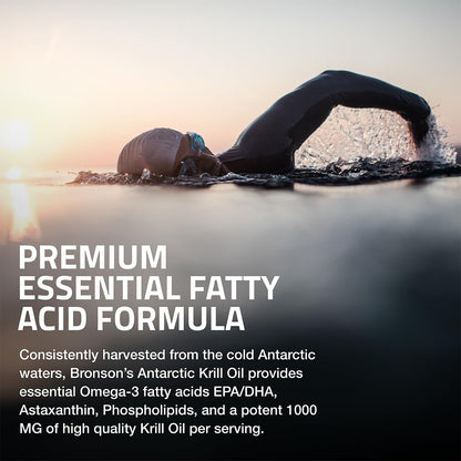 Bronson Antarctic Krill Oil 1000 mg with Omega-3s EPA, DHA, Astaxanthin and Phospholipids 120 Softgels BronsonUS supplements