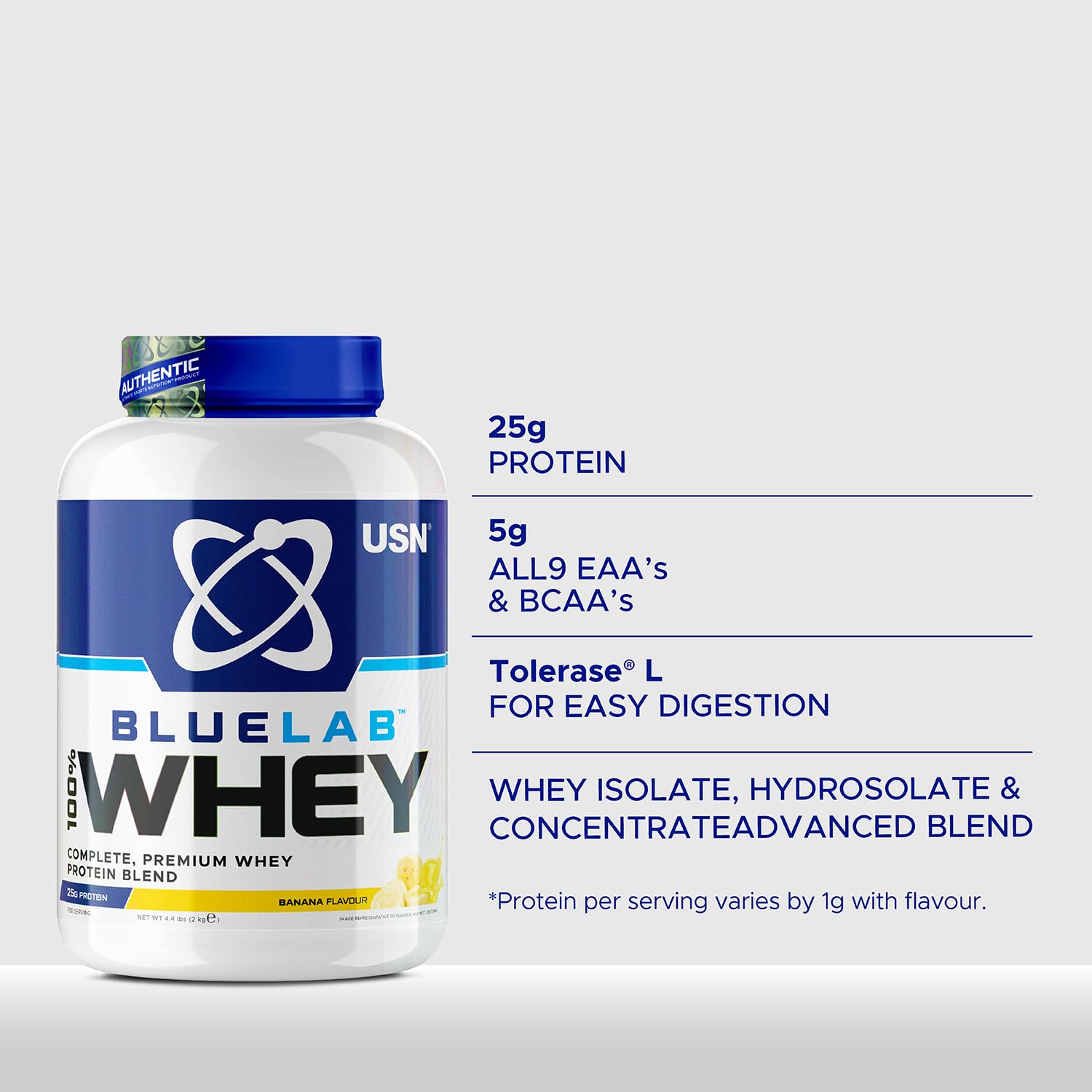 USN Blue Lab Whey Protein Powder: Banana - Whey Protein 2kg - Post-Workout USNAu supplements