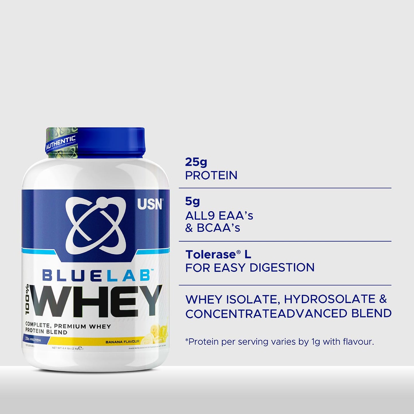 USN Blue Lab Whey Protein Powder: Banana - Whey Protein 908g - Post-Workout USNUS supplements