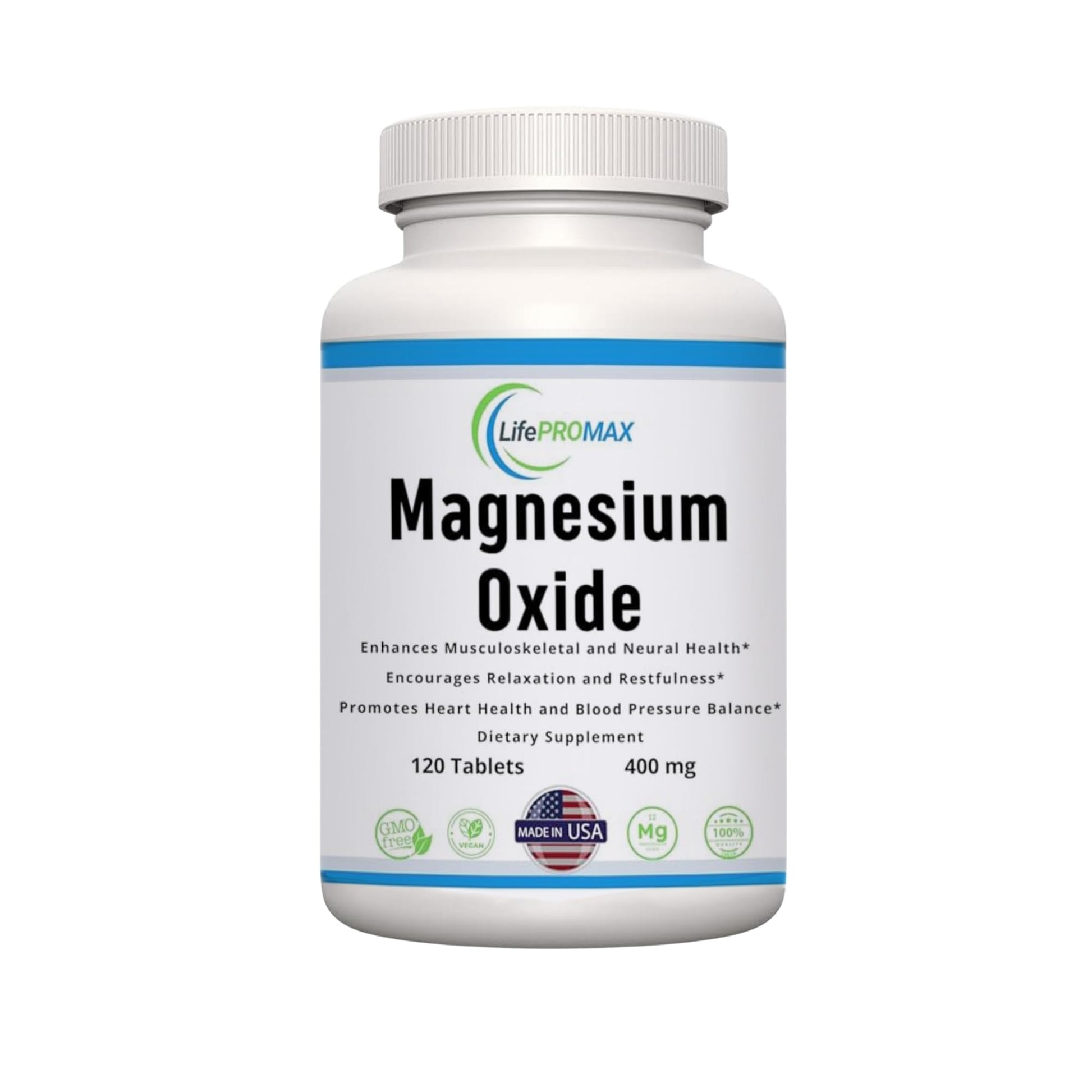 Magnesium 400mg [High Potency] Supplement – Magnesium Oxide for Immune Support, Muscle Recovery, Leg Cramps and Relaxation 120 Tablets LifePROMAXAu supplements