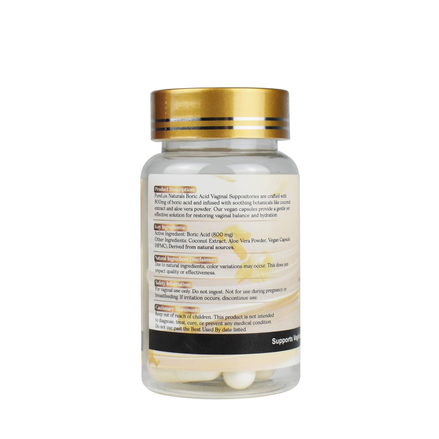 PureLux Boric Acid Feminine Wellness Support 800mg Size 000 30 Count Fragrance-Free Personal Care Formula PureLux NaturalsUS supplements