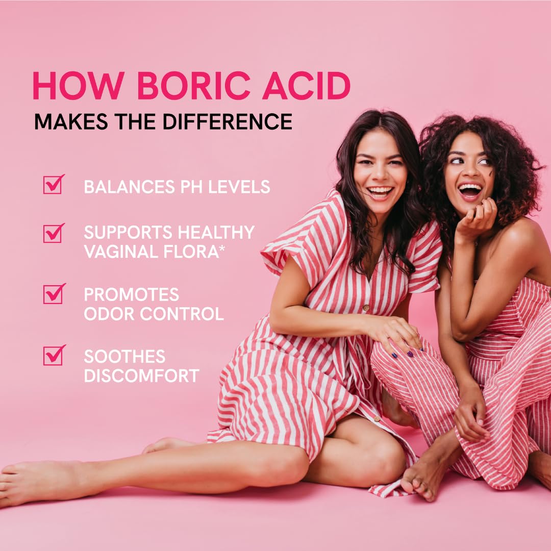 Boric Acid Suppositories for Women | 600mg | for pH Balance, Vaginal Odor & Itching | Feminine Hygiene SMNutritionAu supplements