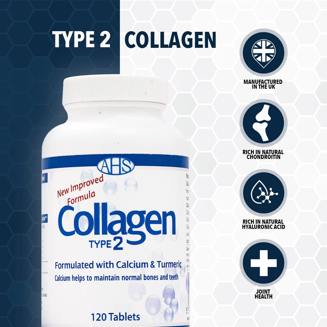 AHS Collagen Type 2 120 Tablets - 4500MG Per Day - Formulated with Calcium and Turmeric AHSAu supplements