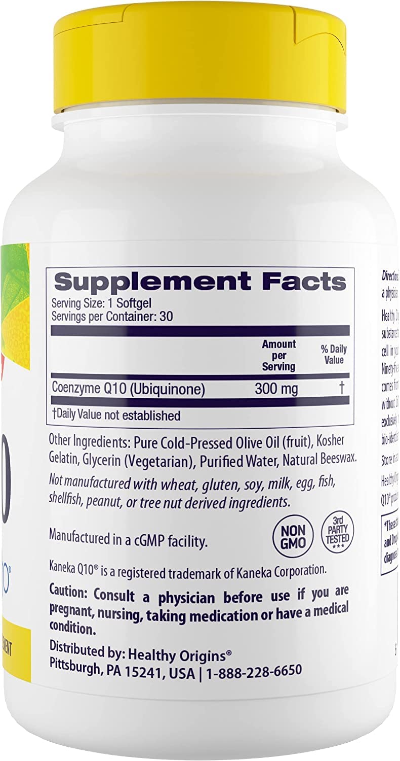 Healthy Origins CoQ10 (Kaneka Q10), 300 mg - Heart Health & Energy Supplement - Gluten Healthy OriginsUS supplements
