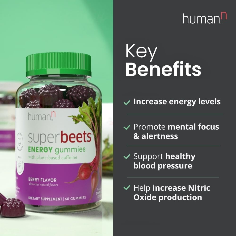 humanN SuperBeets Energy Gummies - Quick Energy & Mental Focus - Help Increase Nitric humanNAu supplements