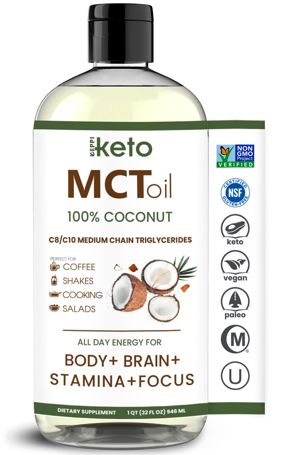 Keppi Flavorless MCT Oil - C8 and C10 for Keto Diet, Non-GMO, Certified Gluten-Free KeppiUS supplements
