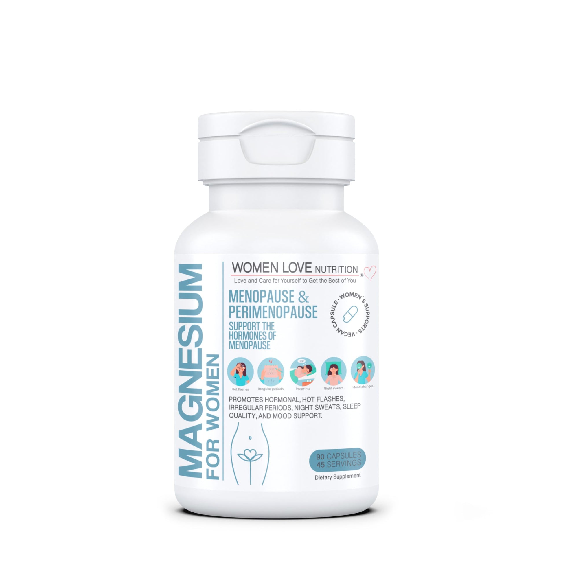 WOMEN LOVE NUTRITION, Magnesium for Women, Menopause & Peromenopause (90 Capsules) WOMEN LOVE NUTRITIONAu supplements
