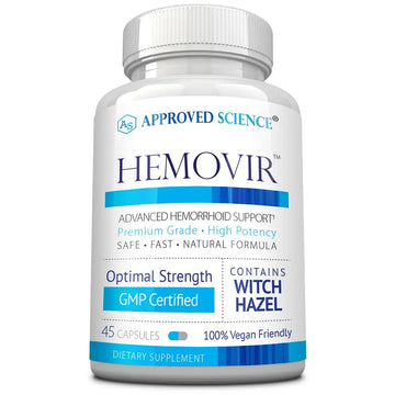 Approved Science Hemovir - Hemorrhoid Support Supplement - Witch Hazel, Horse Chestnut - 45 Capsules - 1 Bottle - Vegan Approved ScienceAu supplements