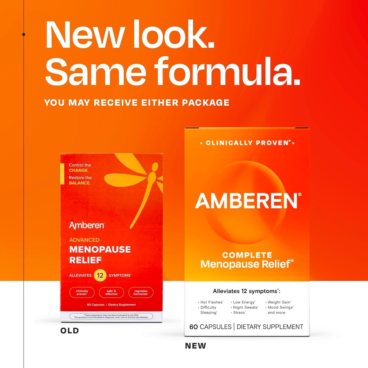 Amberen Menopause Supplement for Women, 60 Capsules, Clinically Proven, Helps Support Hormone Balance, Helps Relieve 12 Menopause Symptoms: Hot Flashes, Night Sweats, Mood Swings and More AmberenAu supplements