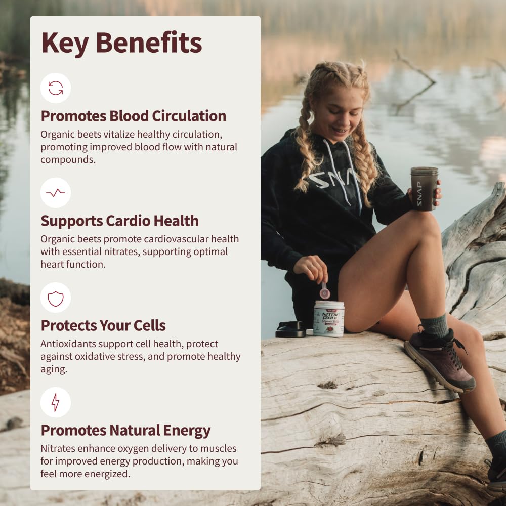 Snap Supplements USDA Organic Beet Root Powder, 3-in-1 Nitric Oxide Supplement Snap SupplementsUS supplements