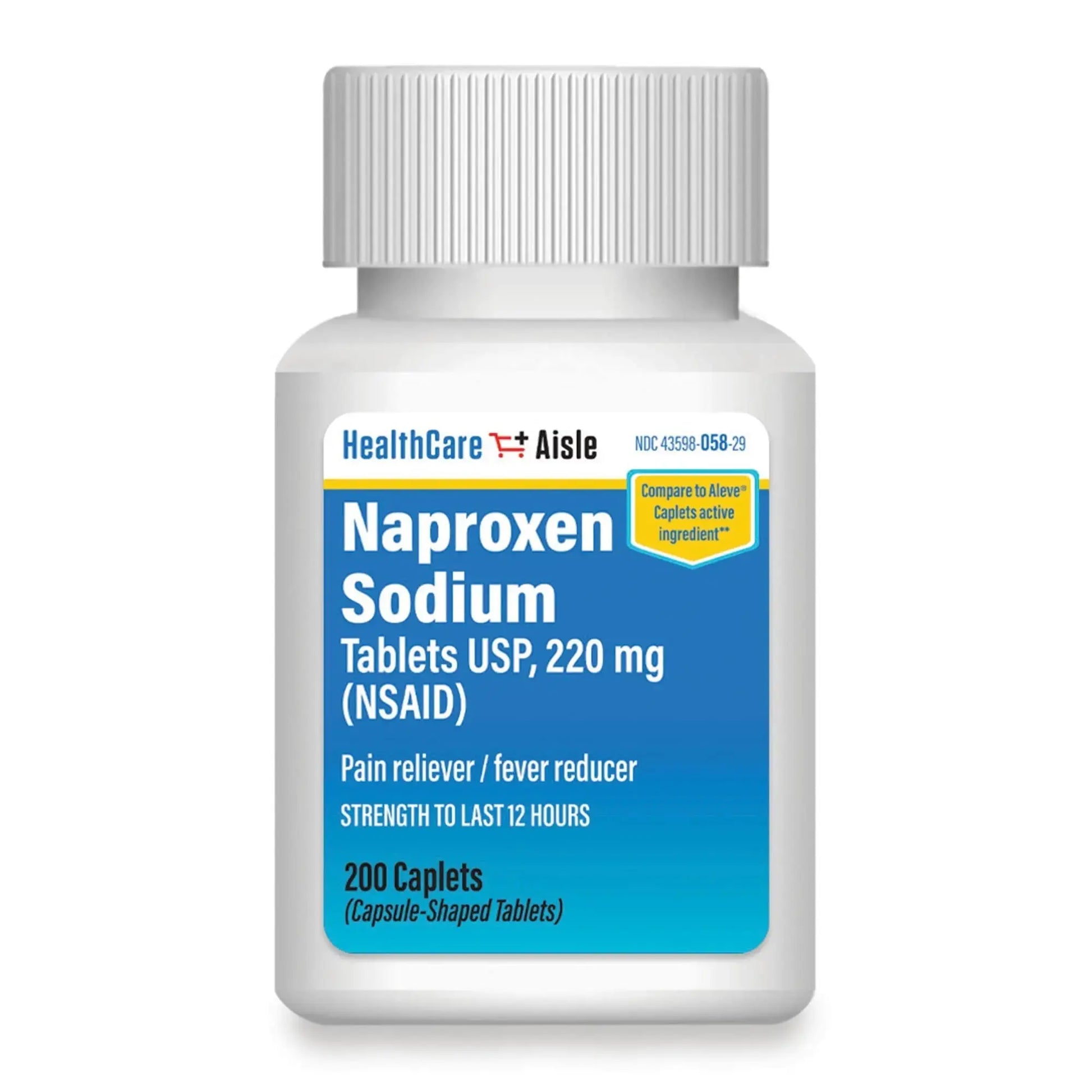 HealthCareAisle Naproxen Sodium, 220 mg - 200 caplets - Pain Reliever and Fever Reducer, Up to 12 Hours of Relief HealthCareAisleAu supplements